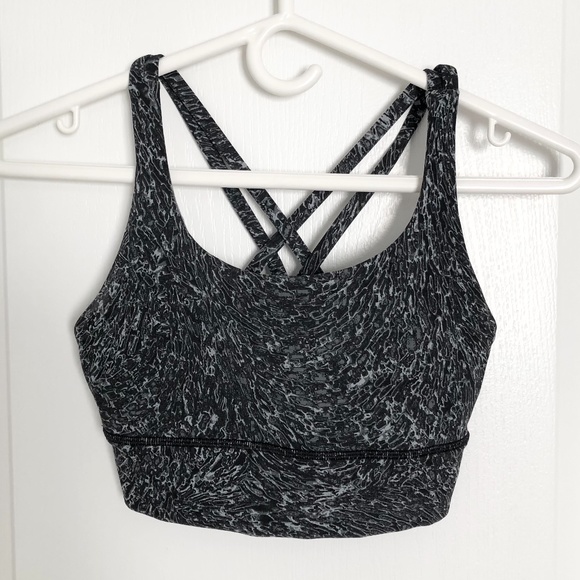 lululemon athletica Other - Lululemon Energy Sports Bra Long Line 4 black gray white medium support